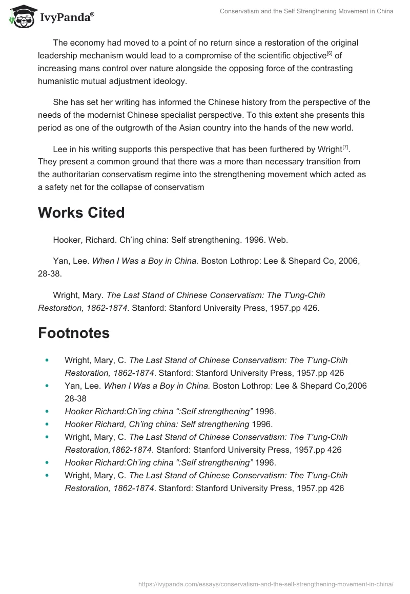 Conservatism and the Self Strengthening Movement in China. Page 5