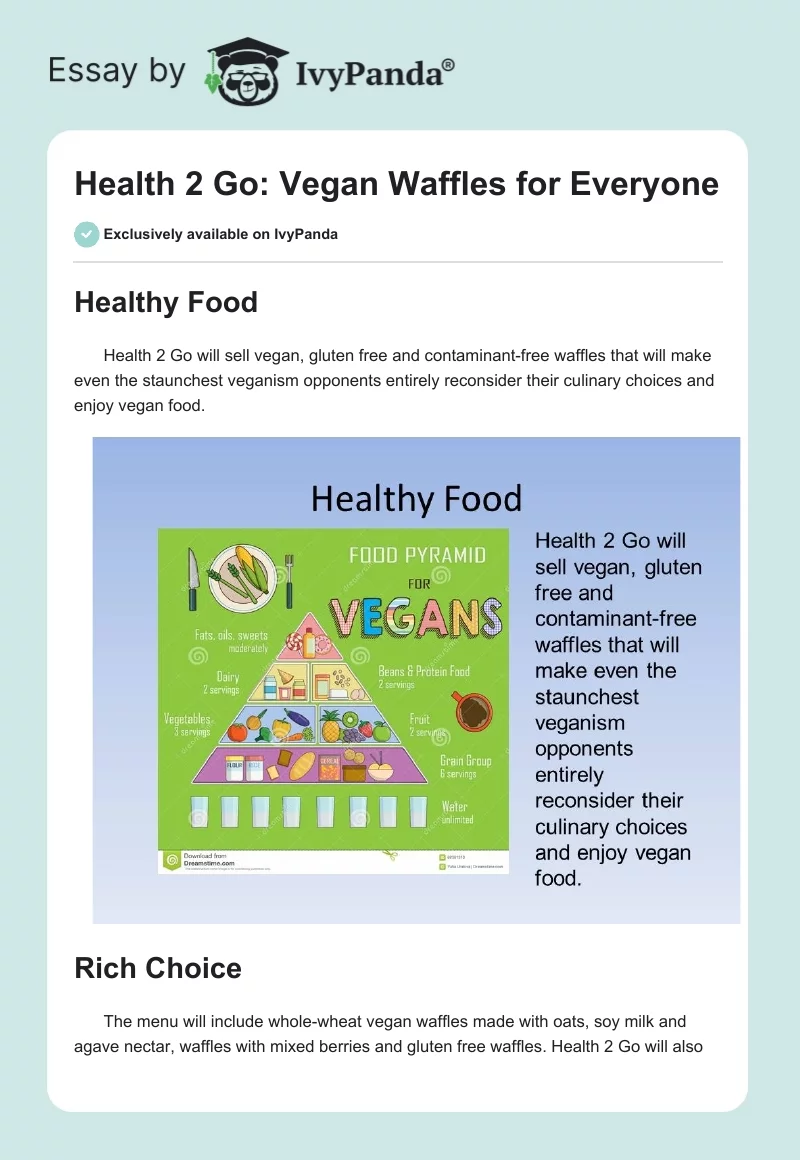 Health 2 Go: Vegan Waffles for Everyone. Page 1