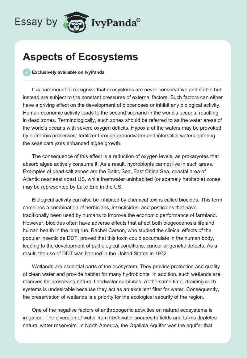 Aspects of Ecosystems. Page 1