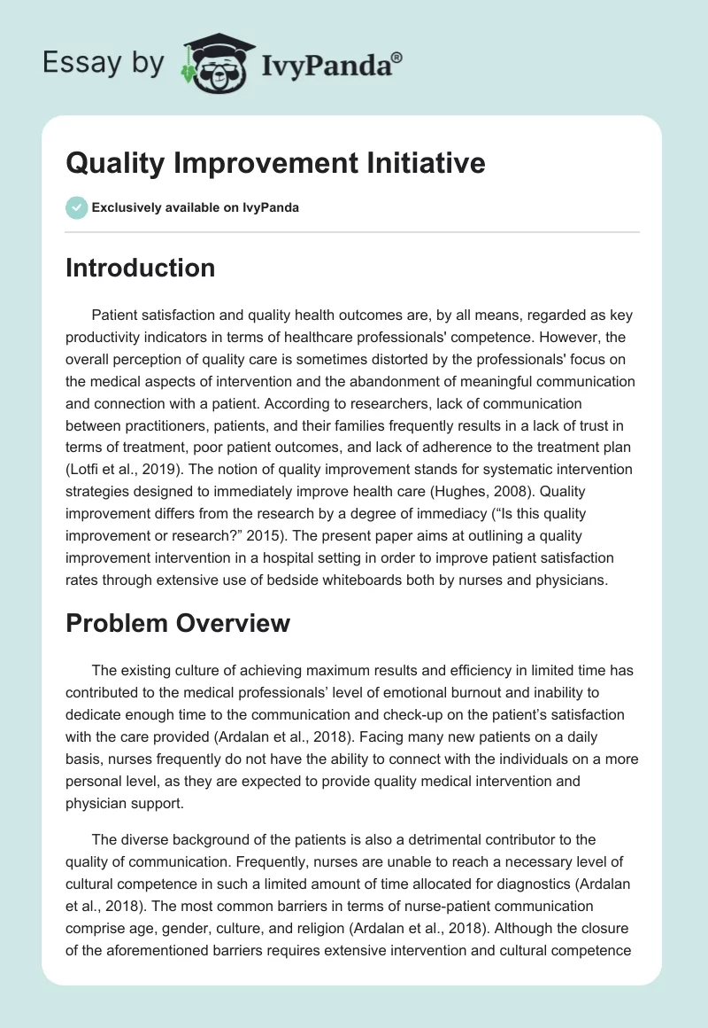 Quality Improvement Initiative. Page 1