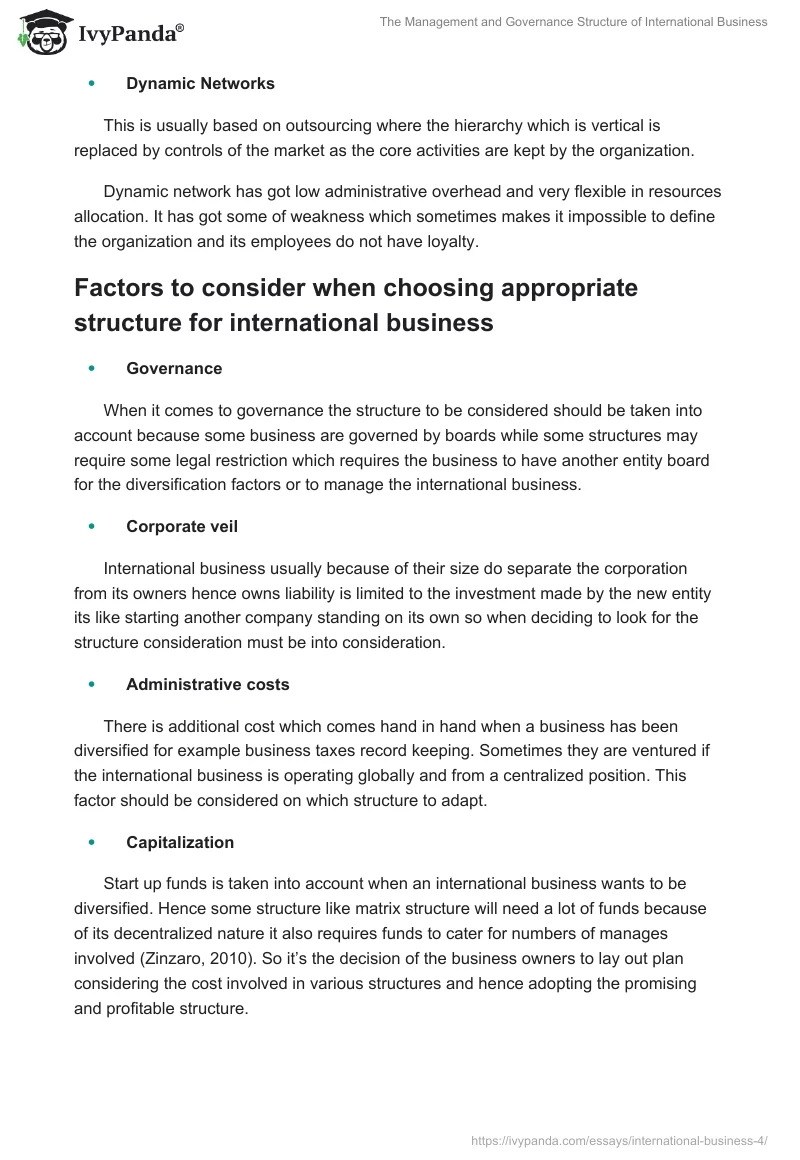 The Management and Governance Structure of International Business. Page 3