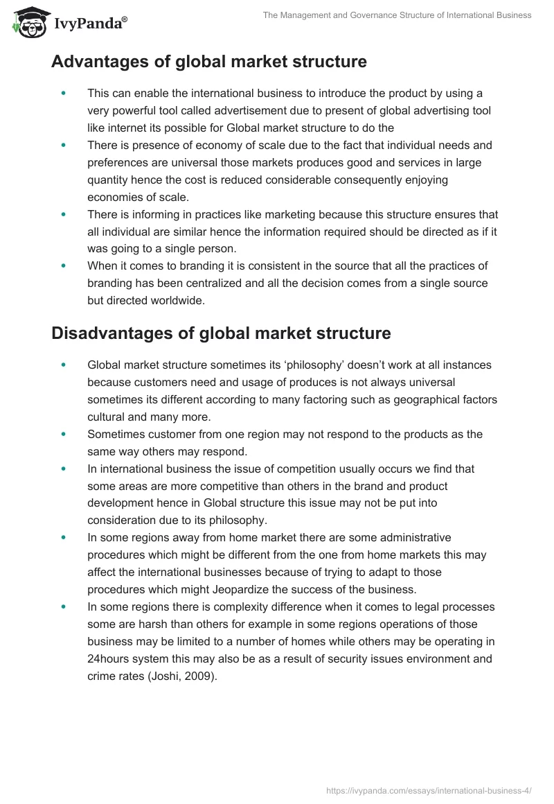 The Management and Governance Structure of International Business. Page 4