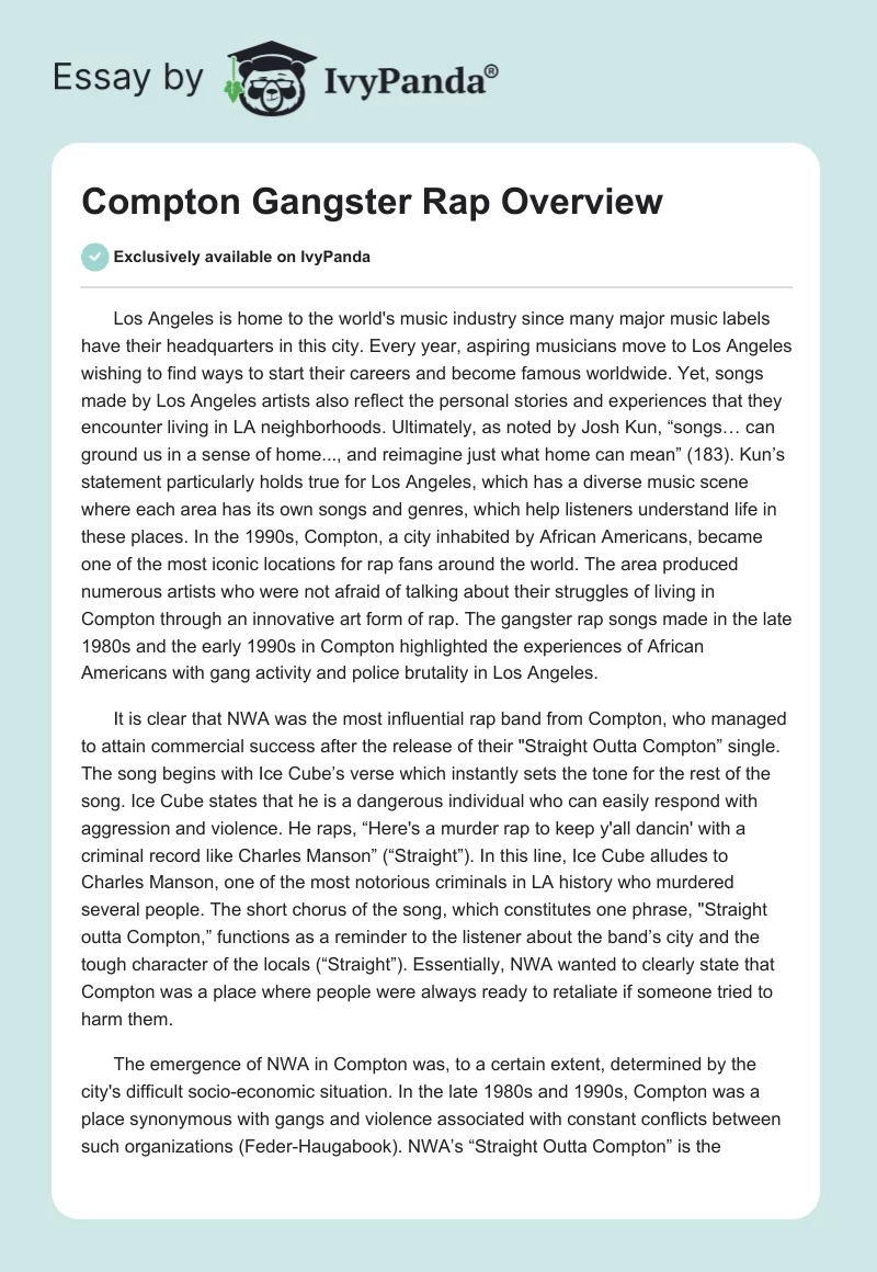 Compton Gangster Rap Overview. Page 1