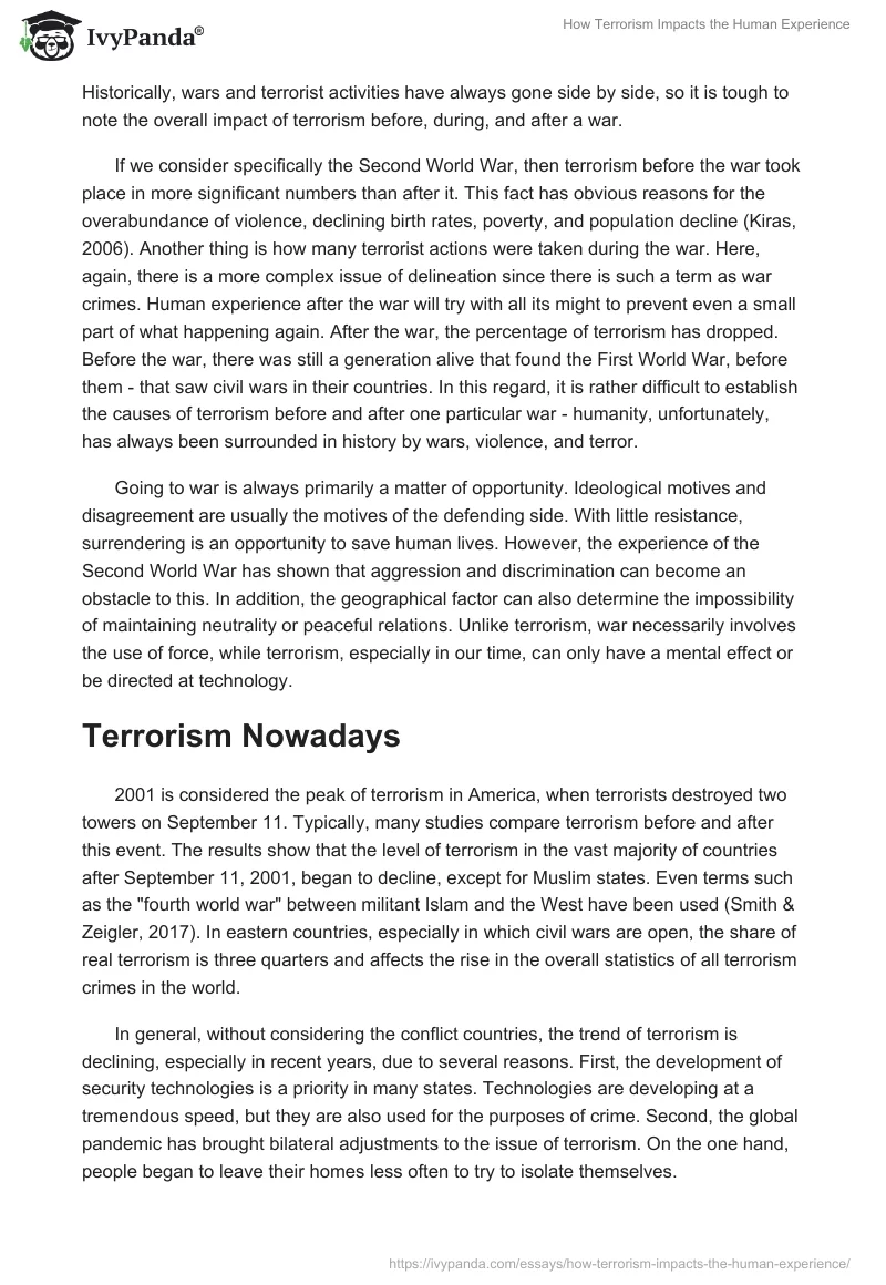 How Terrorism Impacts the Human Experience. Page 2