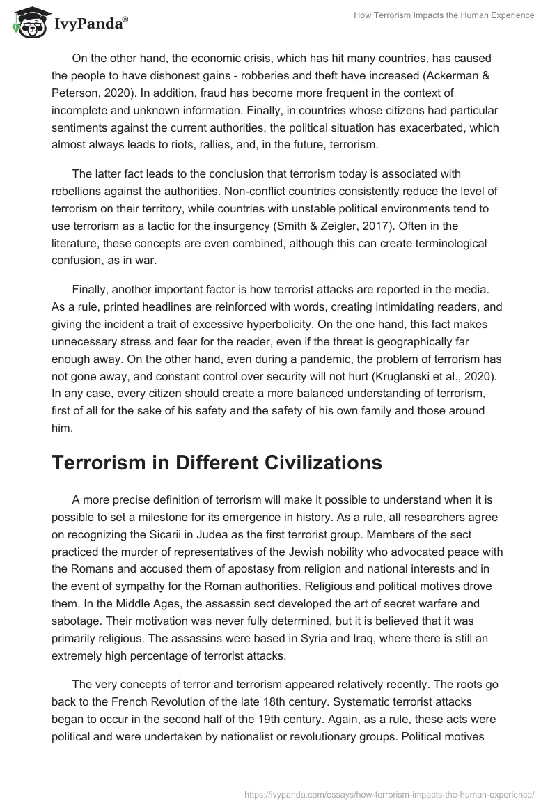 How Terrorism Impacts the Human Experience. Page 3