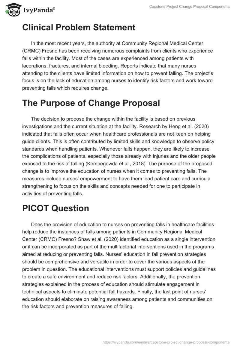 Capstone Project Change Proposal Components. Page 2