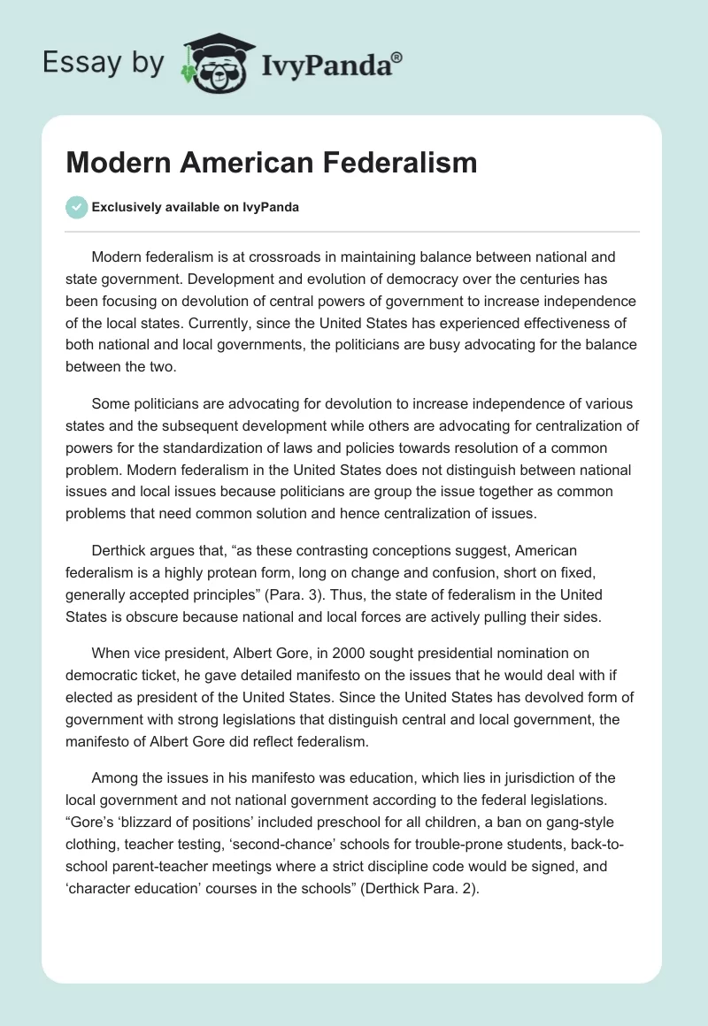 Modern American Federalism. Page 1