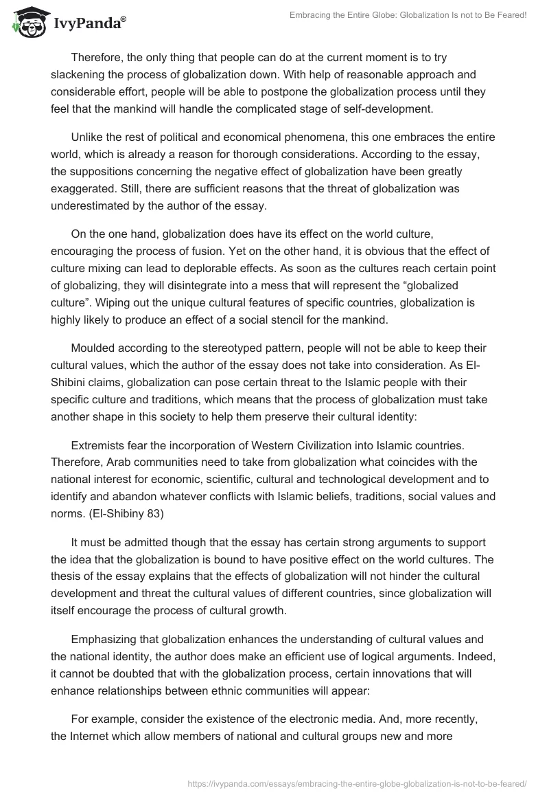 Embracing the Entire Globe: Globalization Is not to Be Feared!. Page 2