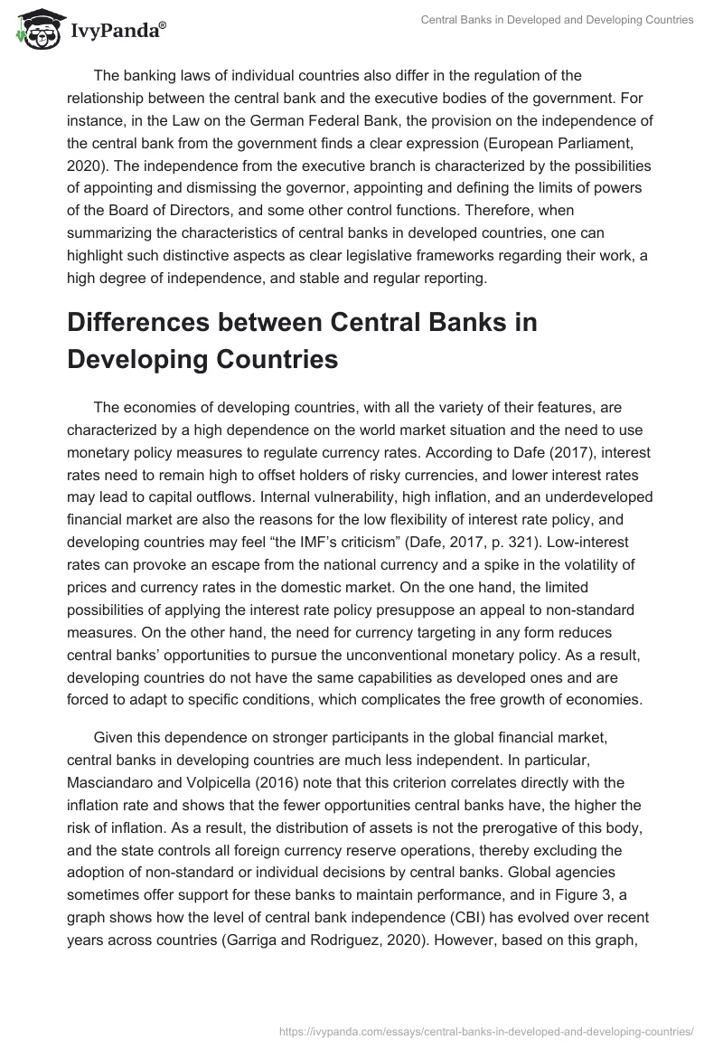 Central Banks in Developed and Developing Countries. Page 5