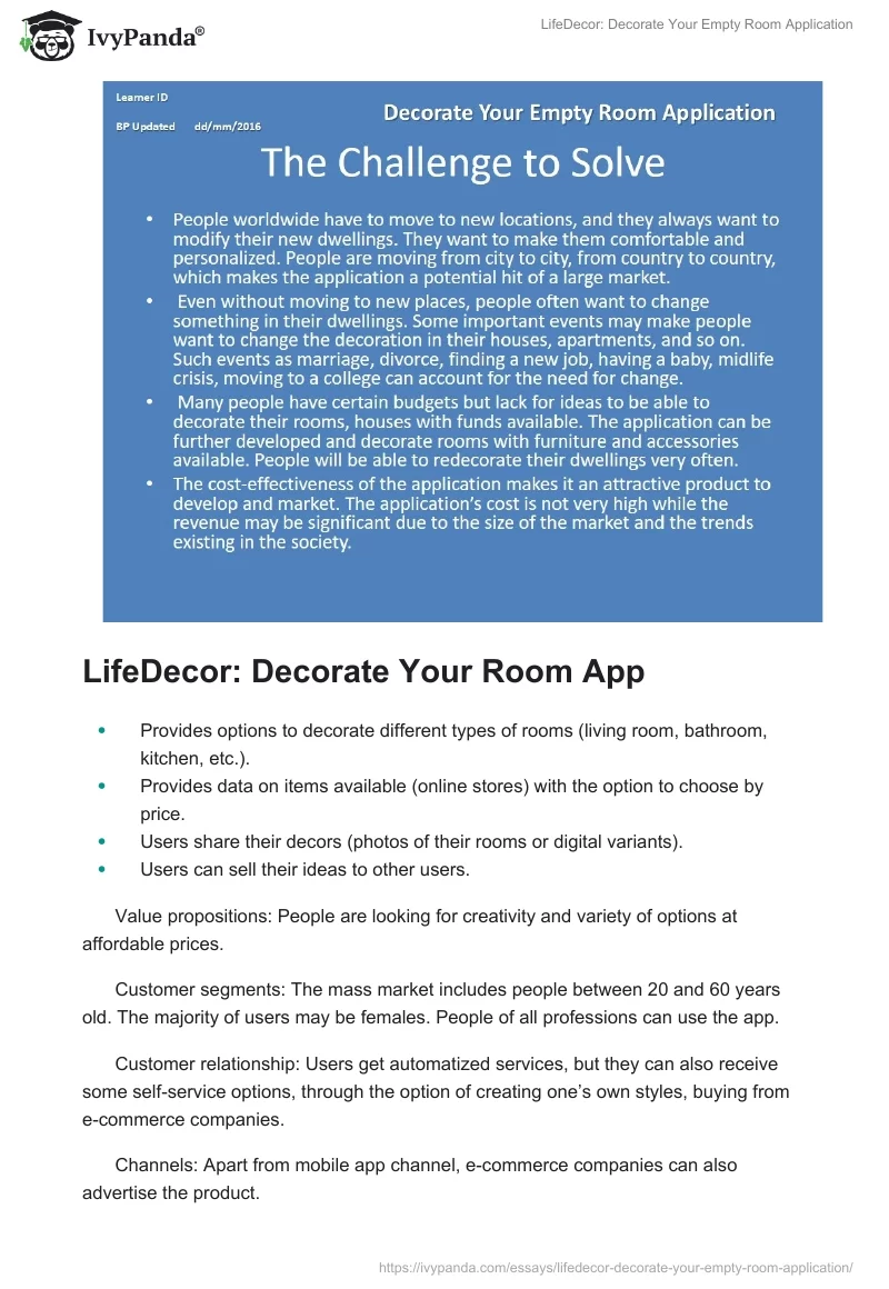 LifeDecor: Decorate Your Empty Room Application. Page 2