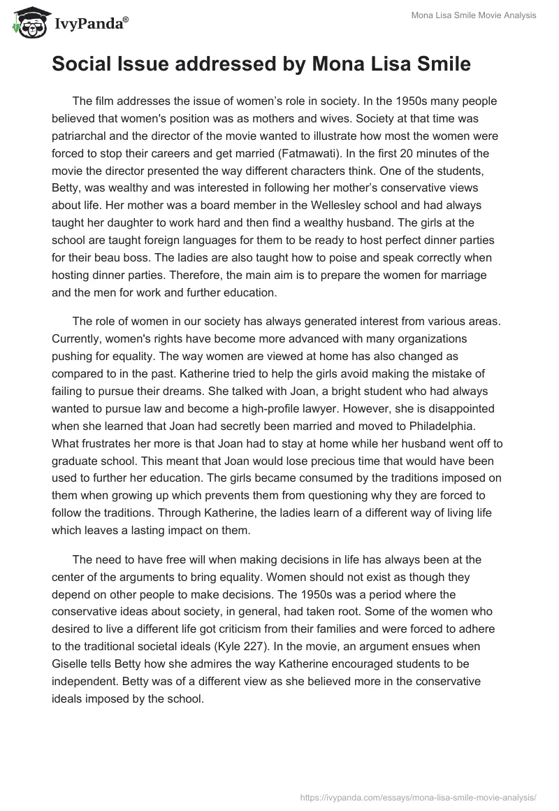 "Mona Lisa Smile" Movie Analysis. Page 2