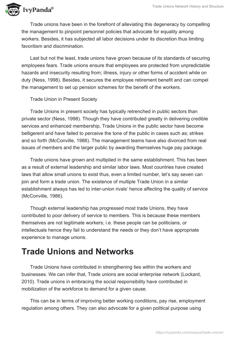 Trade Unions Network History and Structure. Page 4