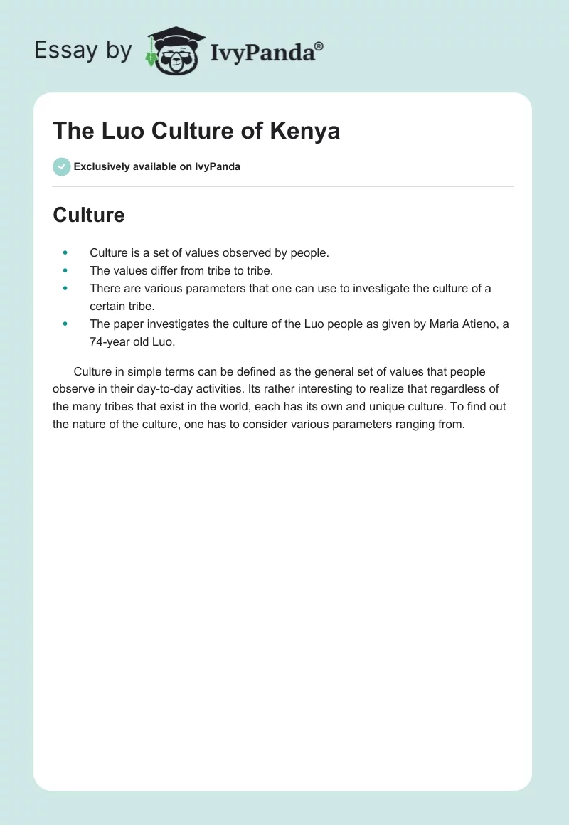 The Luo Culture of Kenya. Page 1