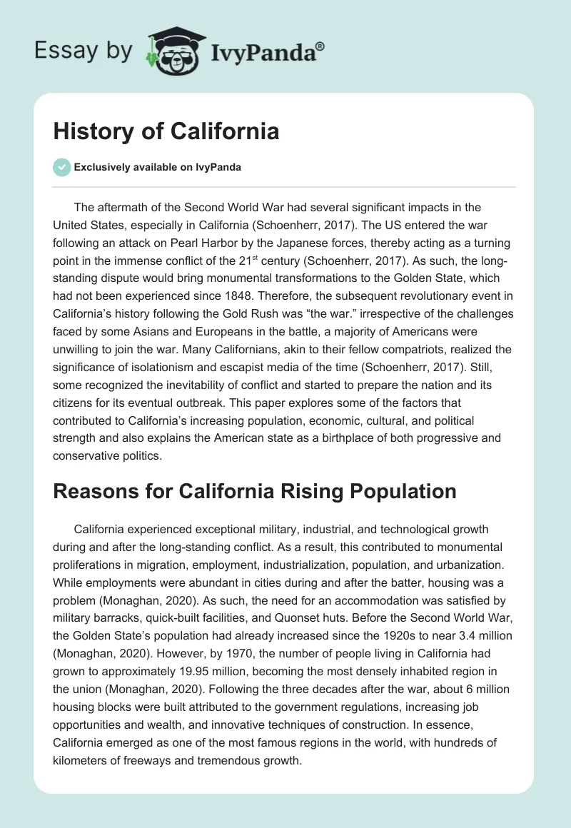 History of California. Page 1