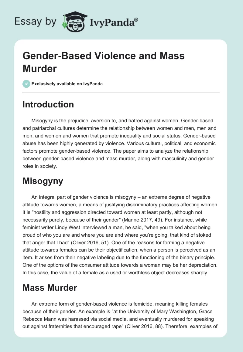 Gender-Based Violence and Mass Murder. Page 1