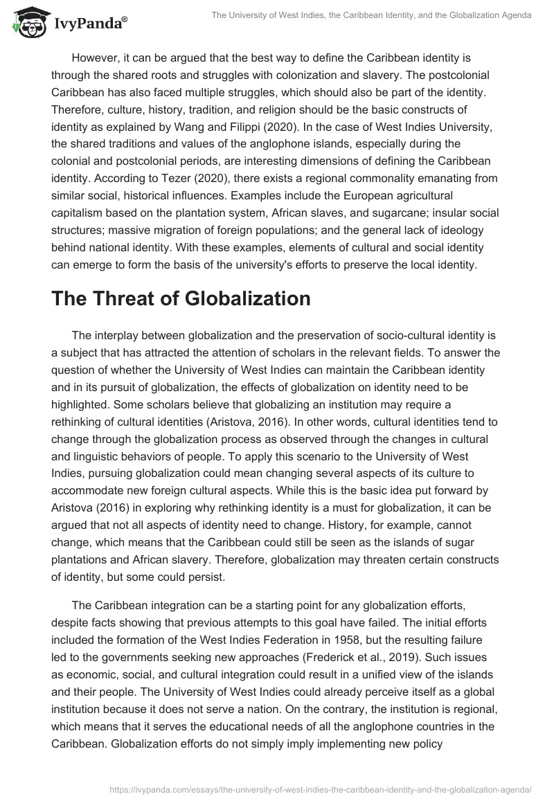 The University of West Indies, the Caribbean Identity, and the Globalization Agenda. Page 2