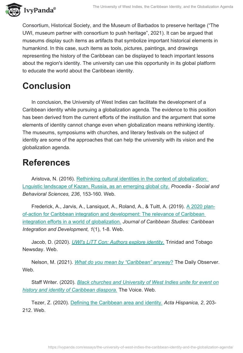 The University of West Indies, the Caribbean Identity, and the Globalization Agenda. Page 4