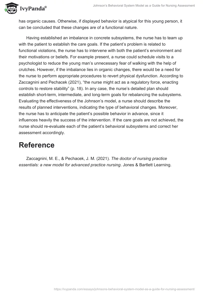 Johnson’s Behavioral System Model as a Guide for Nursing Assessment. Page 2