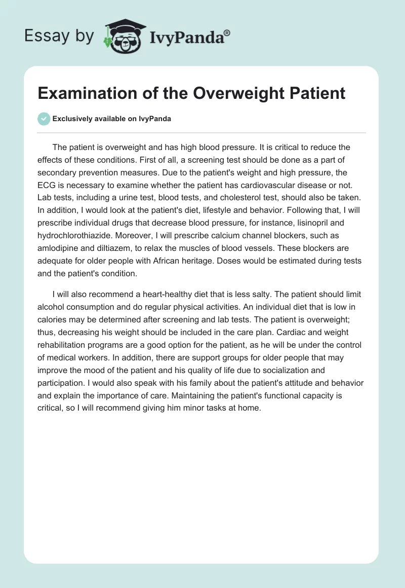 Examination of the Overweight Patient. Page 1