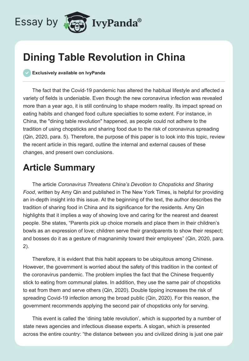 Dining Table Revolution in China. Page 1