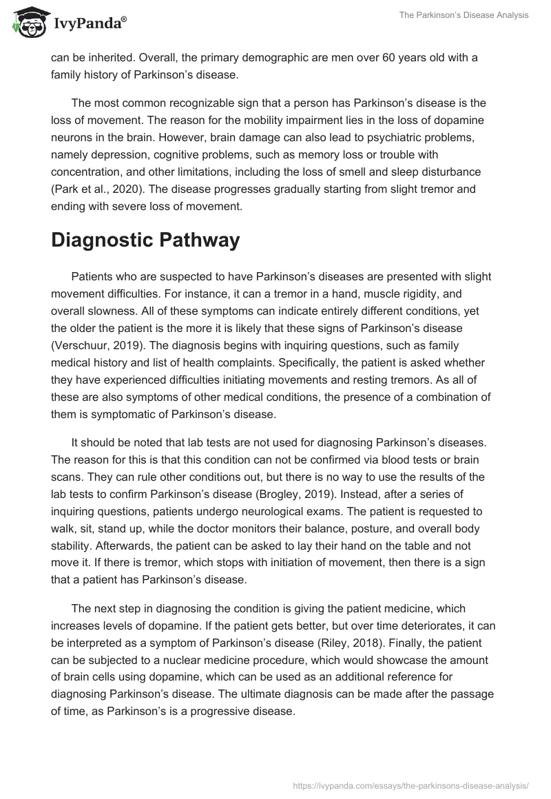 The Parkinson’s Disease Analysis. Page 2
