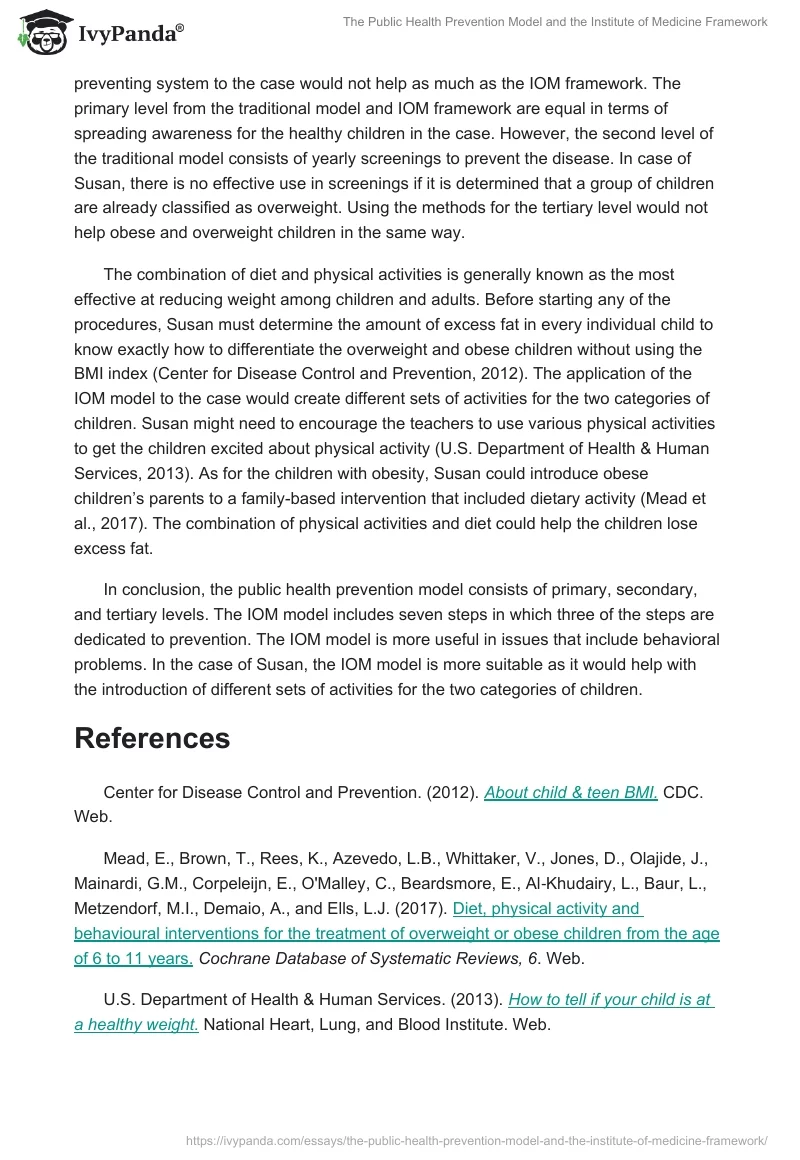 The Public Health Prevention Model and the Institute of Medicine Framework. Page 2