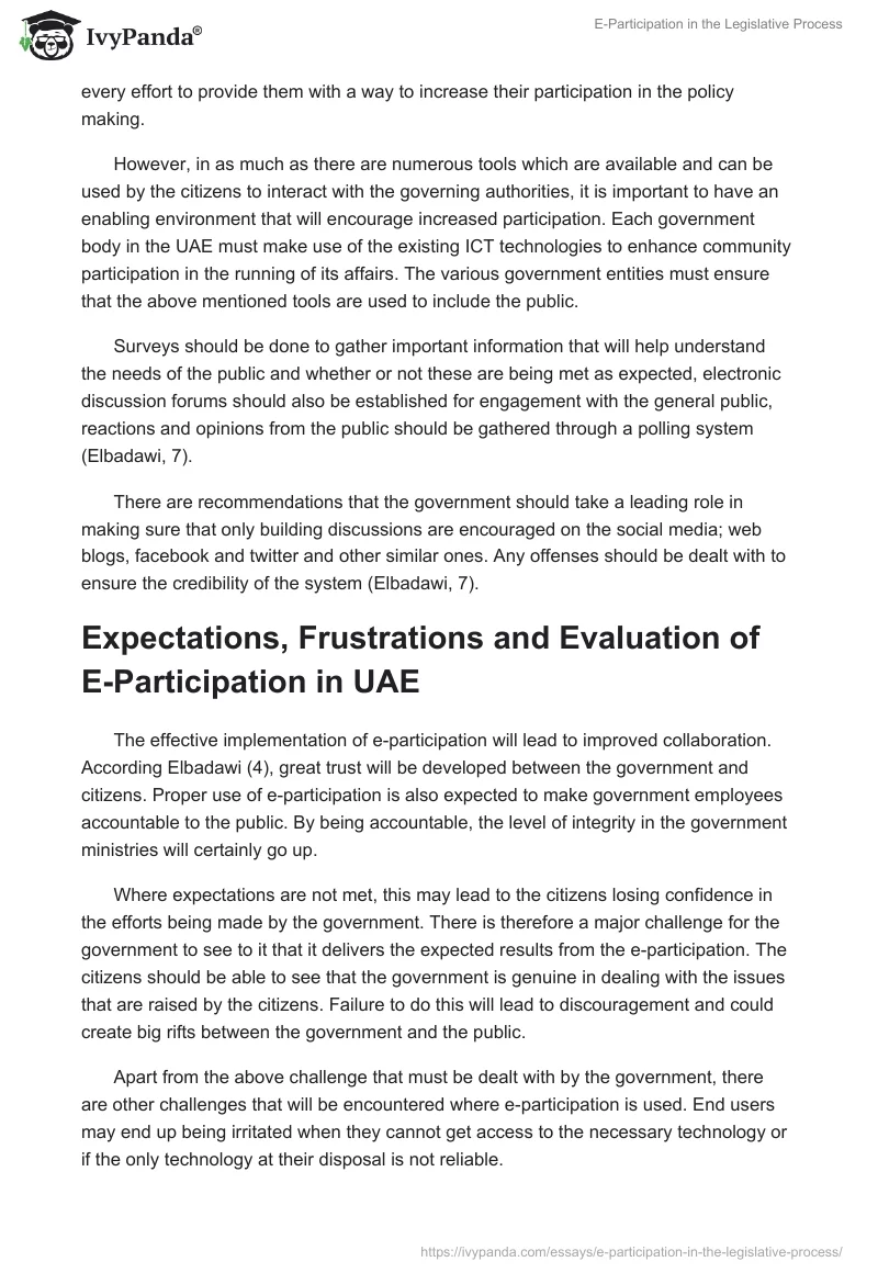 E-Participation in the Legislative Process. Page 3