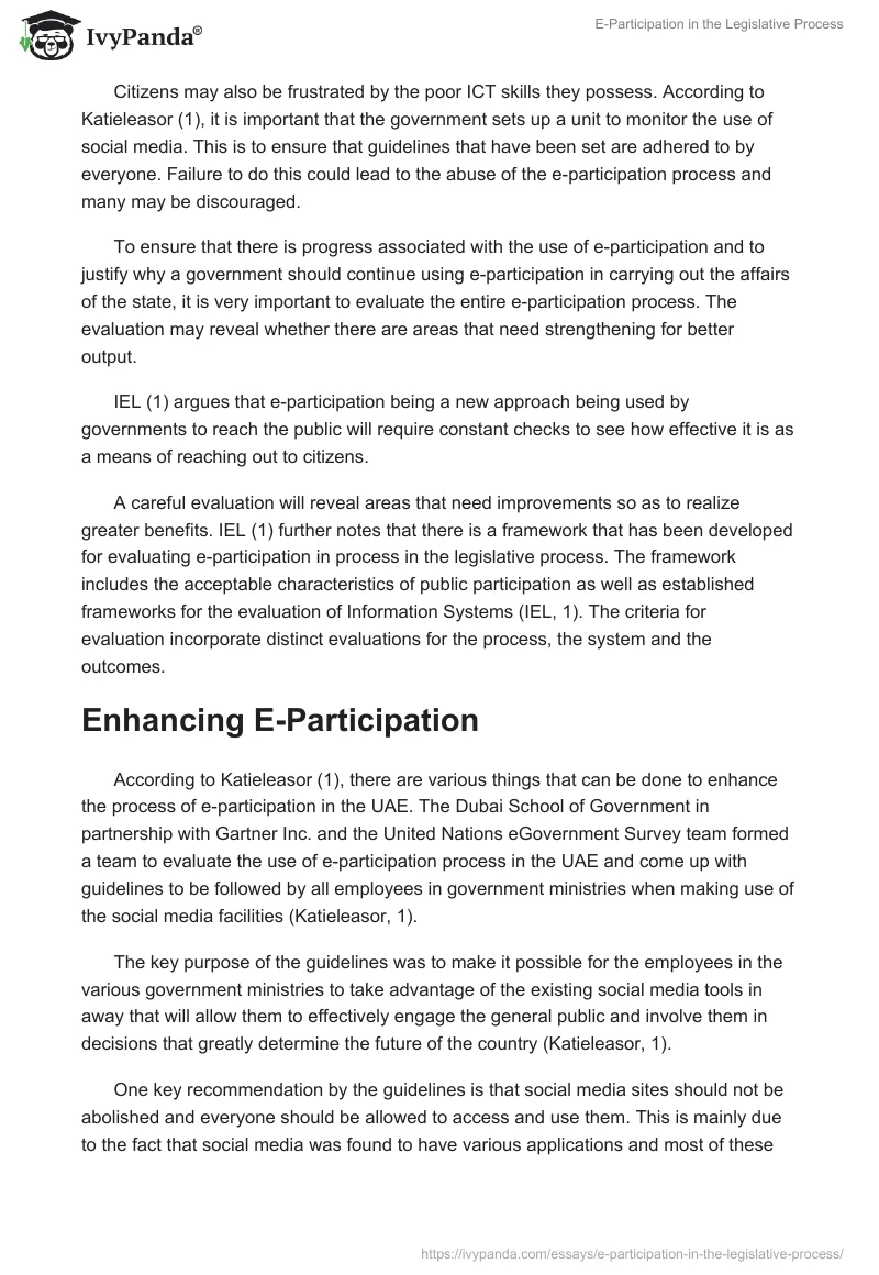 E-Participation in the Legislative Process. Page 4