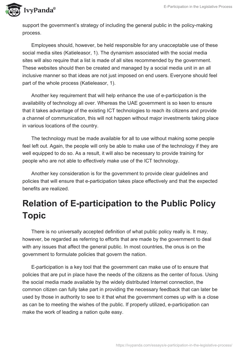 E-Participation in the Legislative Process. Page 5