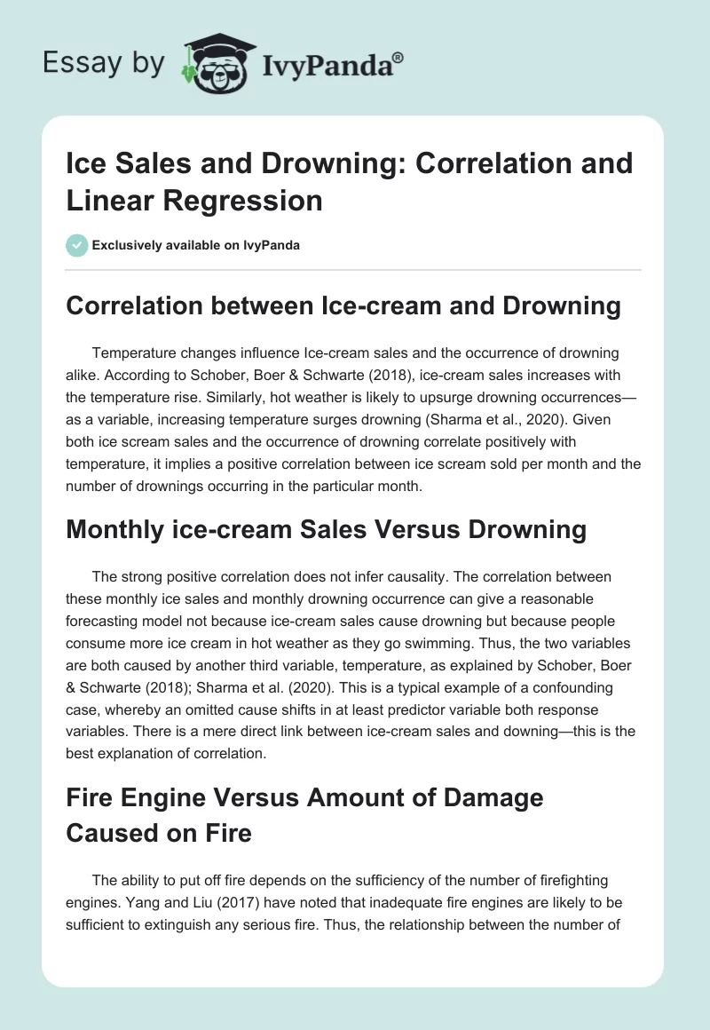 Ice Sales and Drowning: Correlation and Linear Regression. Page 1