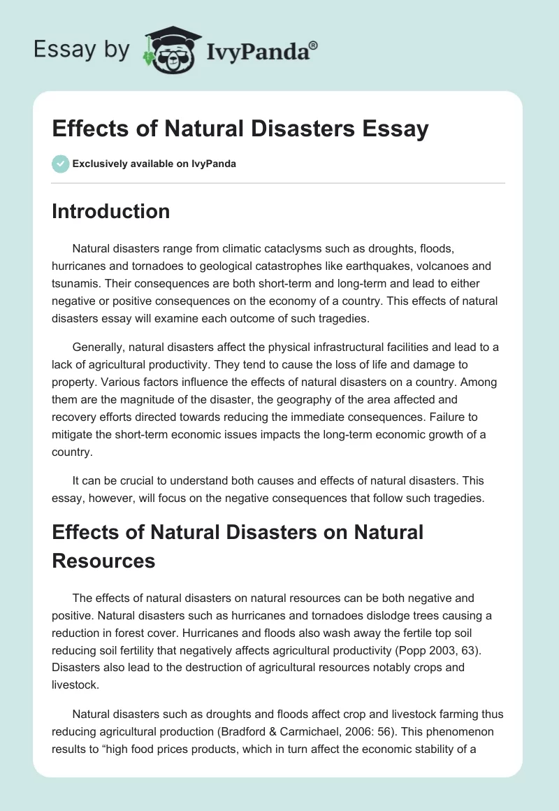 Effects Of Natural Disasters Essay