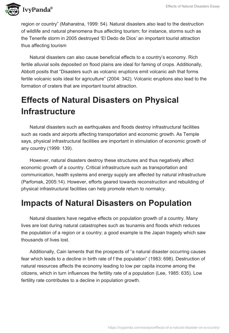 natural disasters and its effects essay