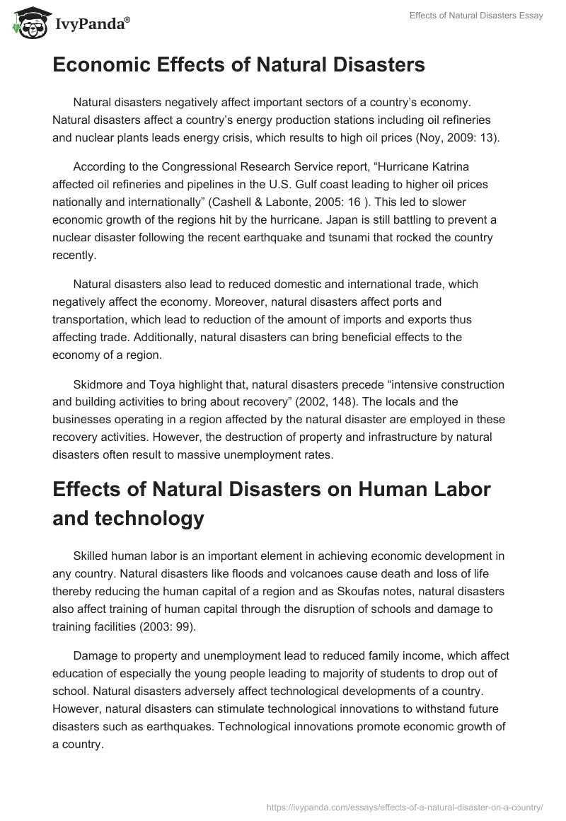 essay about effects of natural disasters