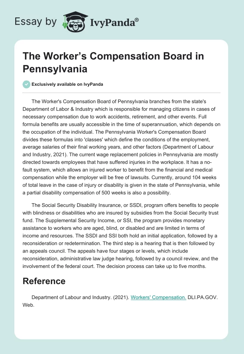 The Worker’s Compensation Board in Pennsylvania. Page 1