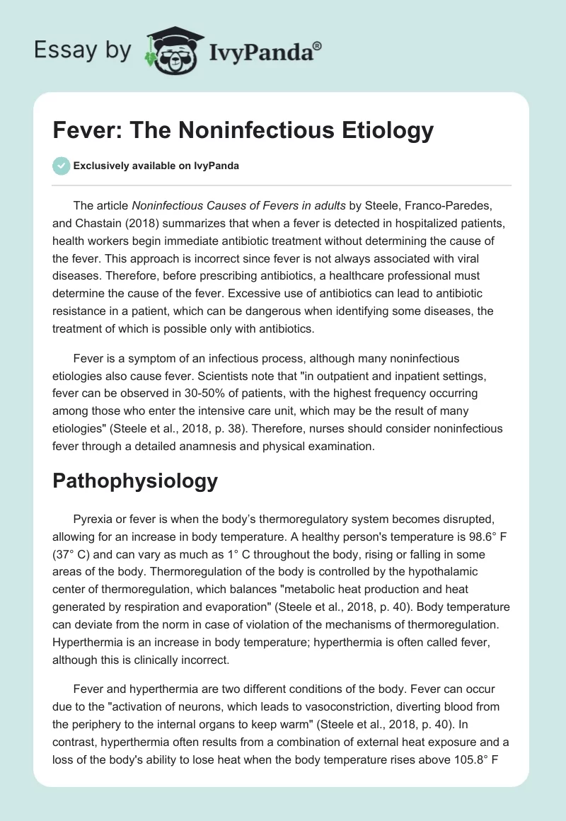 Fever: The Noninfectious Etiology. Page 1