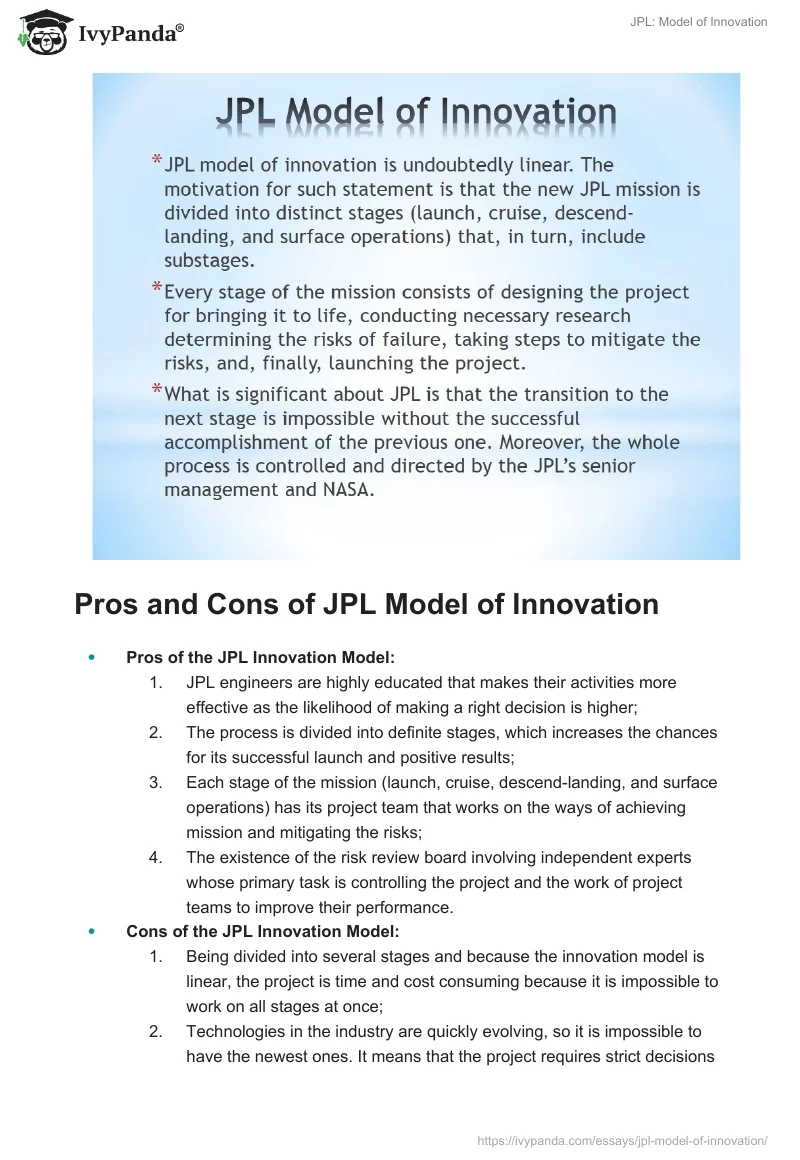 JPL: Model of Innovation. Page 2