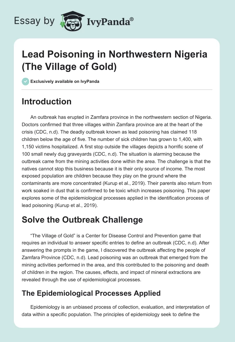 Lead Poisoning in Northwestern Nigeria (The Village of Gold). Page 1