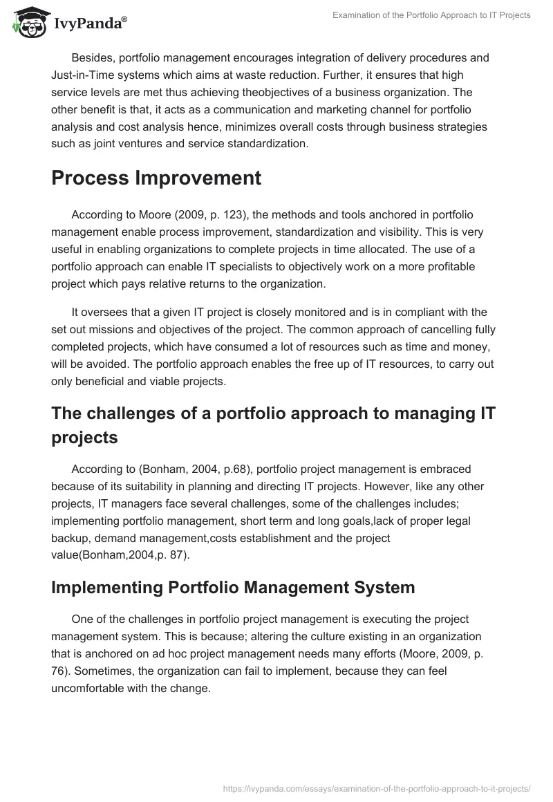 Examination of the Portfolio Approach to IT Projects. Page 3