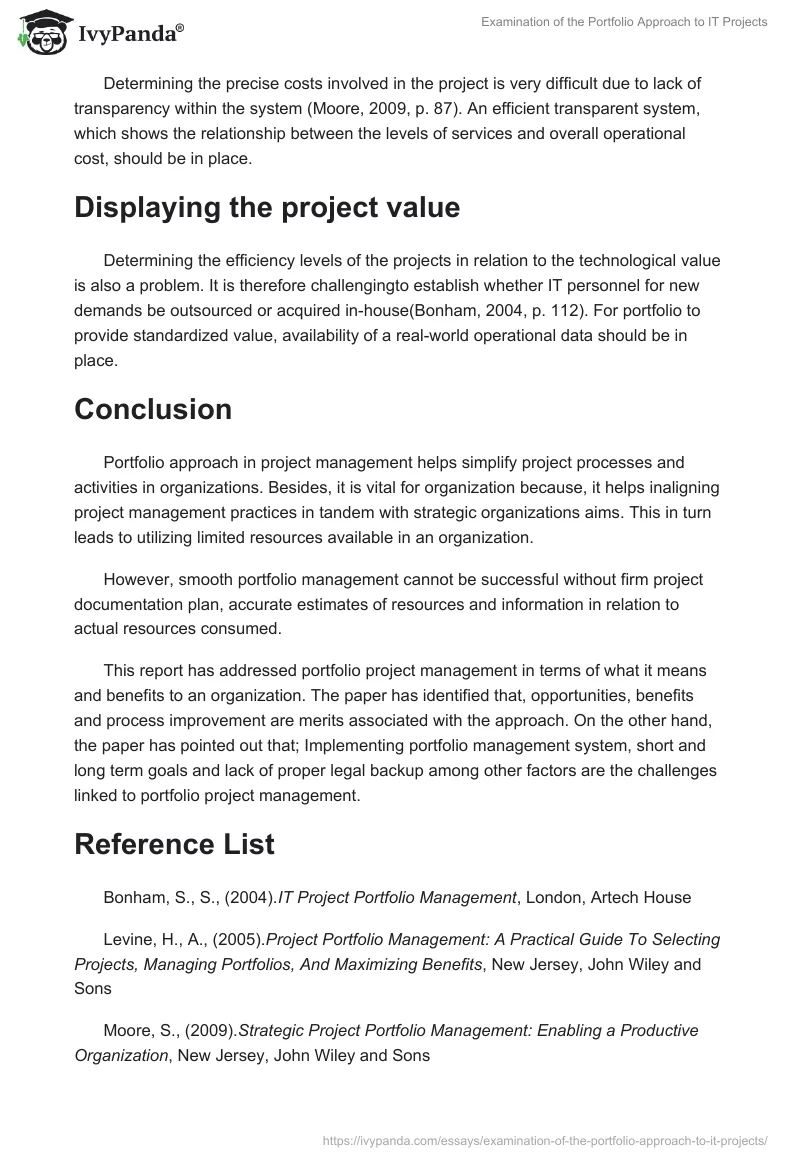 Examination of the Portfolio Approach to IT Projects. Page 5