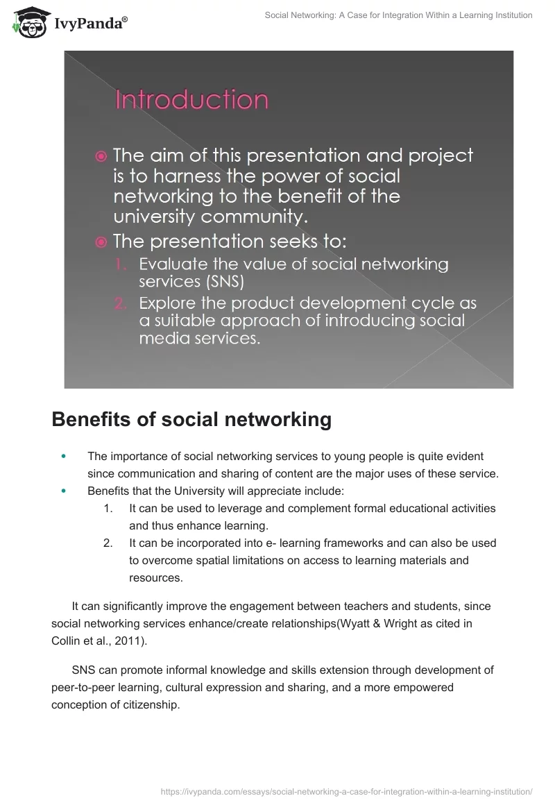 Social Networking: A Case for Integration Within a Learning Institution. Page 2