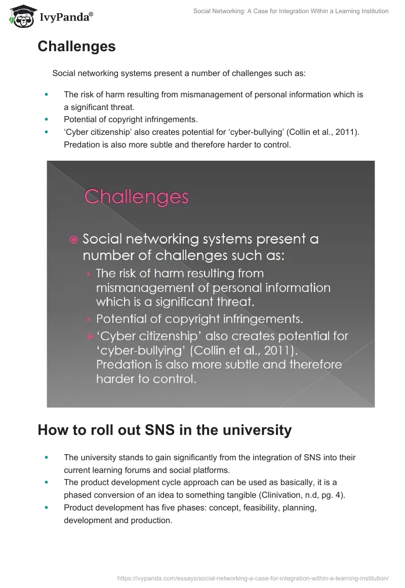 Social Networking: A Case for Integration Within a Learning Institution. Page 4