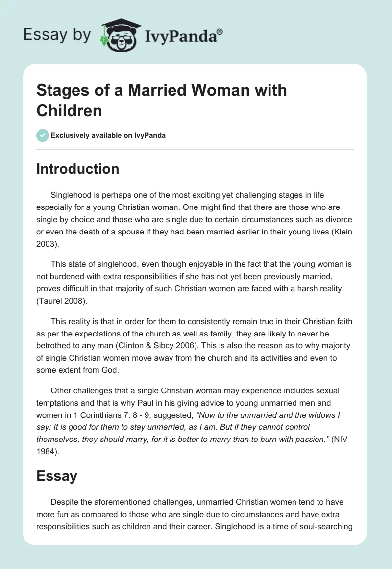 Stages of a Married Woman with Children. Page 1
