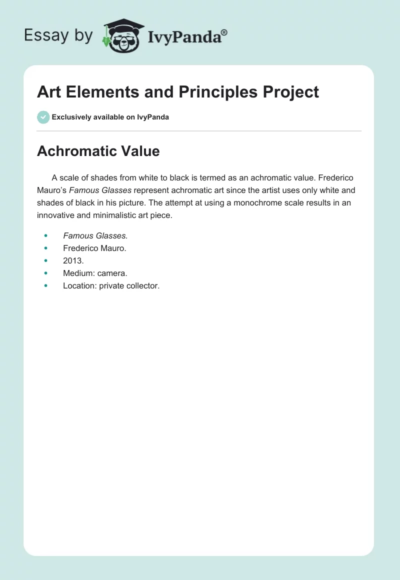 Art Elements and Principles Project. Page 1