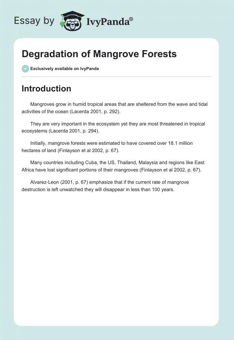 Degradation of Mangrove Forests. Page 1