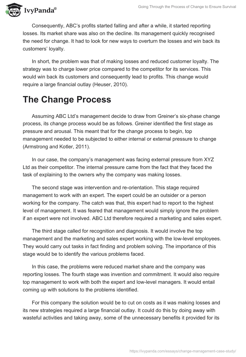 Going Through the Process of Change to Ensure Survival. Page 2