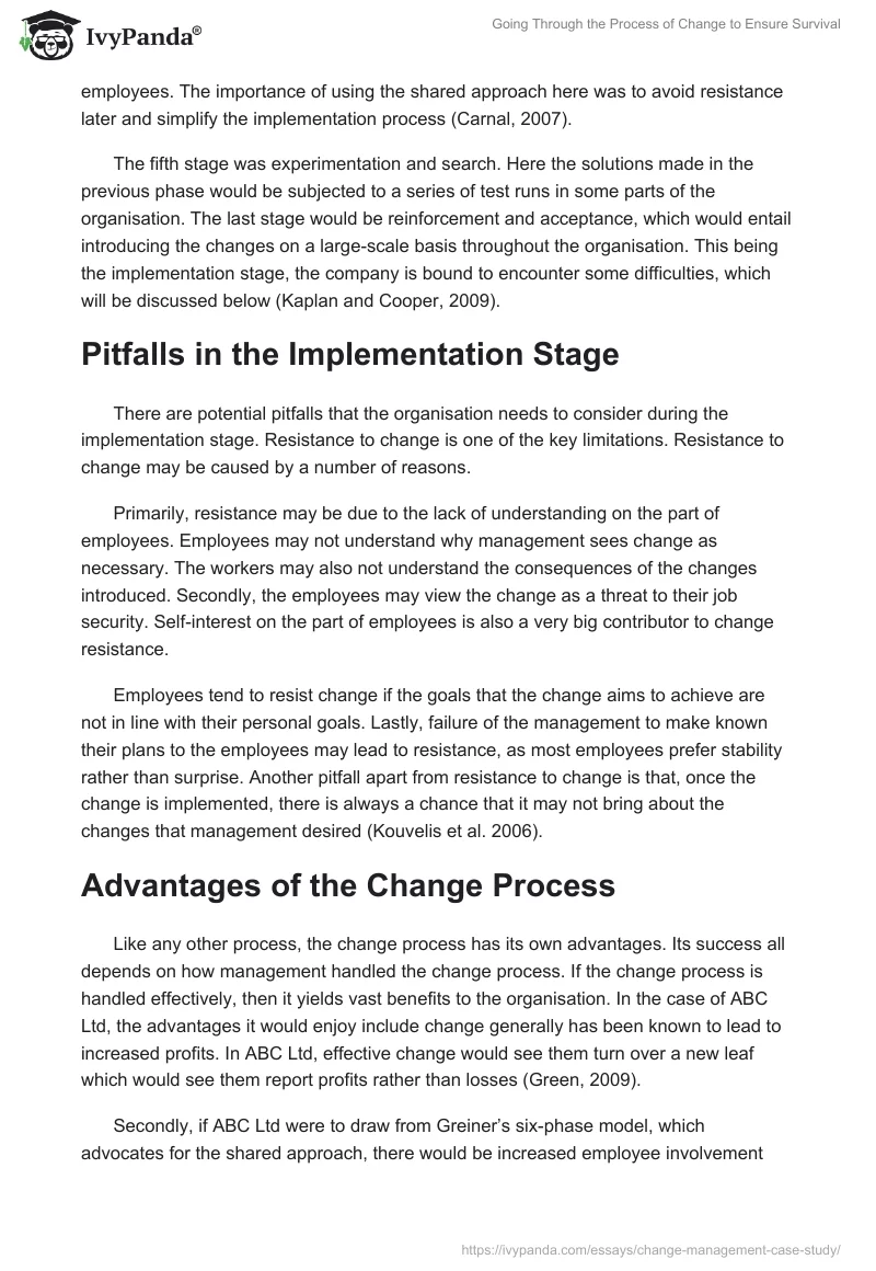 Going Through the Process of Change to Ensure Survival. Page 3