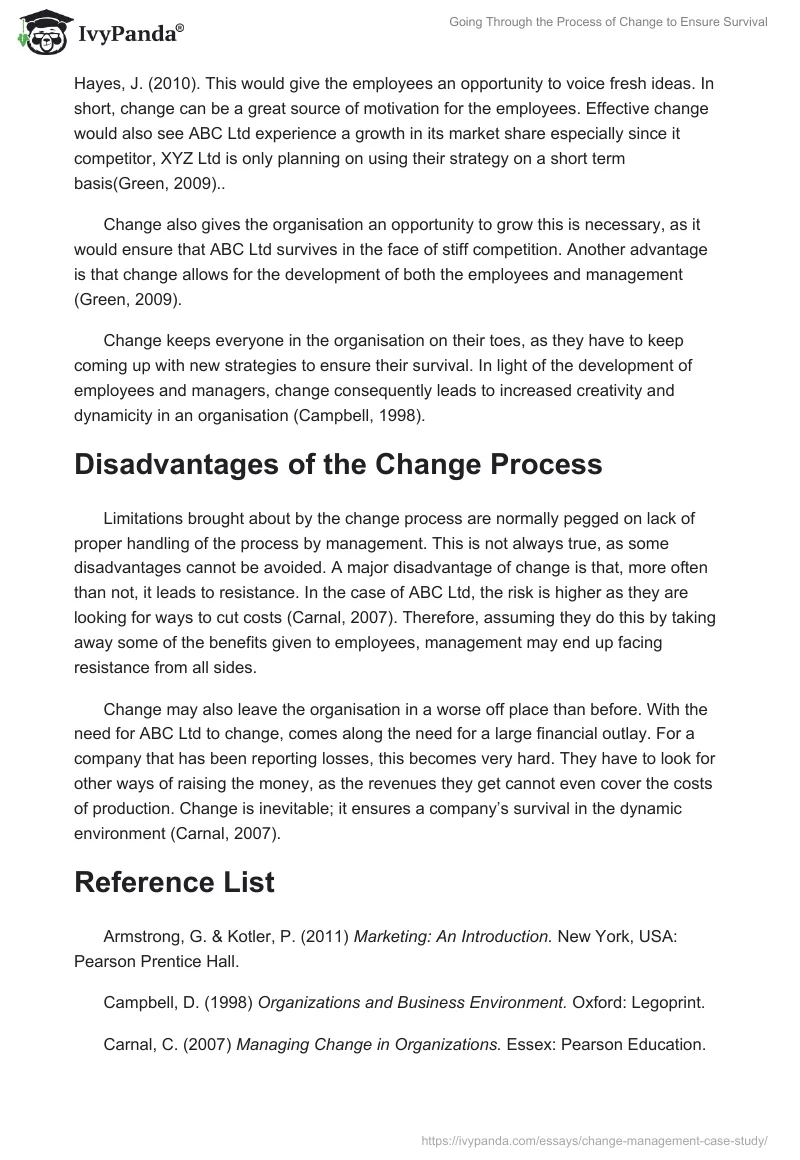 Going Through the Process of Change to Ensure Survival. Page 4