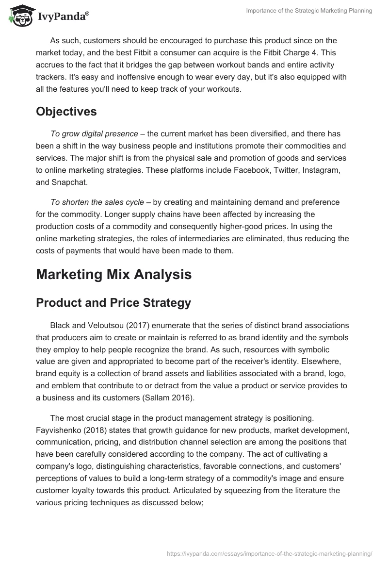 Importance of the Strategic Marketing Planning. Page 2