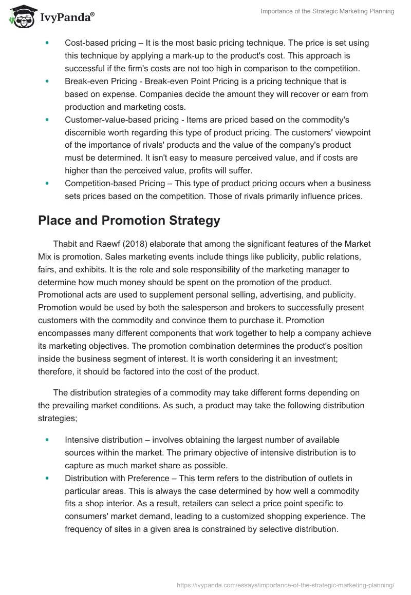 Importance of the Strategic Marketing Planning. Page 3