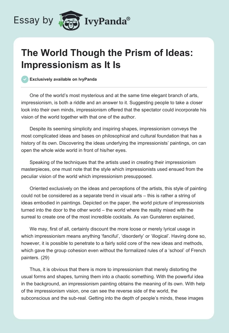 The World Though the Prism of Ideas: Impressionism as It Is. Page 1